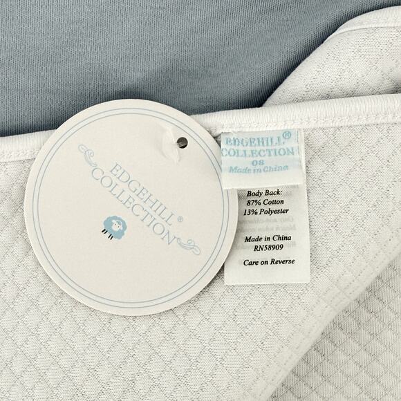 Edgehill Collection Solid Blue White Reversible Baby Boy Throw Blanket 29" X 29" - Picture 3 of 4